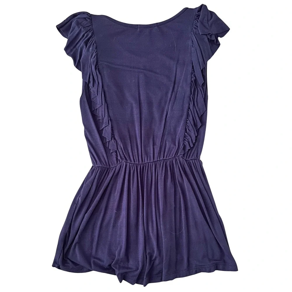 Magnolia Boutique Navy Ruffle Sleeve Boho Blouse Size Small - Picture 4 of 4